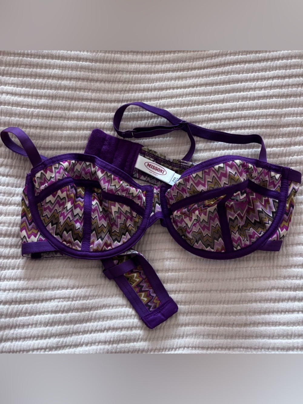 Missoni Purple-Trim Zigzag Underwire Bra 34B EUC M Missoni x target collection